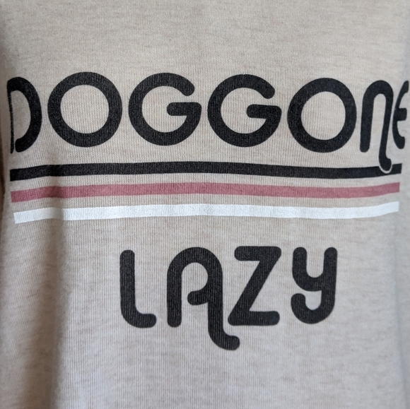 PJ Salvage Doggone Lazy Print Lounge Pullover Long Raglan Sleeve Oatmeal M NWT - Picture 4 of 8